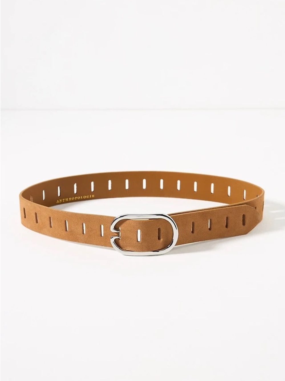 Anthropologie 100% Genuine Leather Premium Suede Adjustable Notch Belt Tan